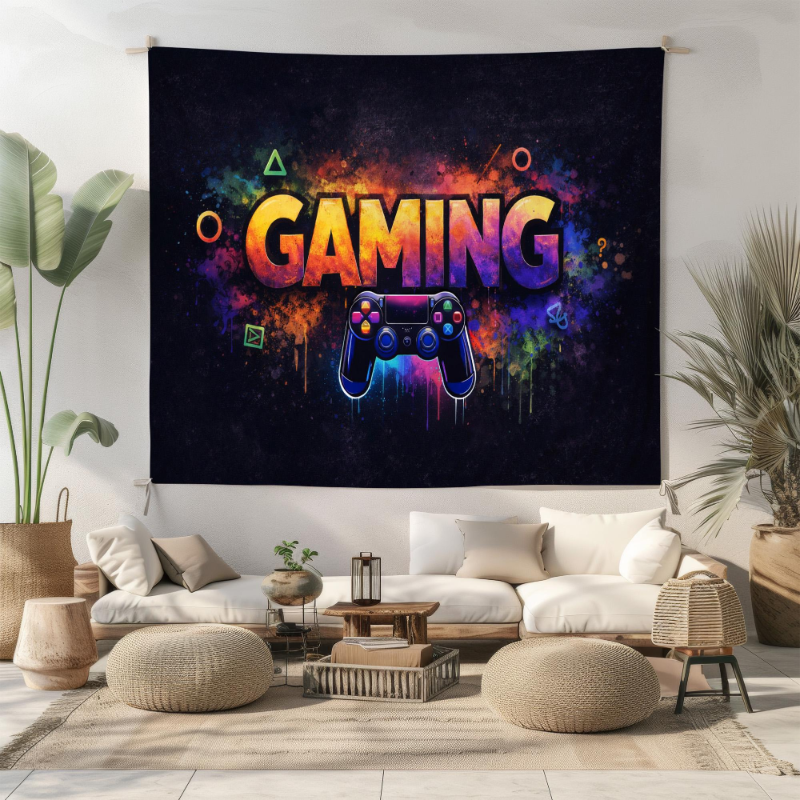 Esports Gaming Room - VIKAMA Gaming Tapestry Neon Game Controller