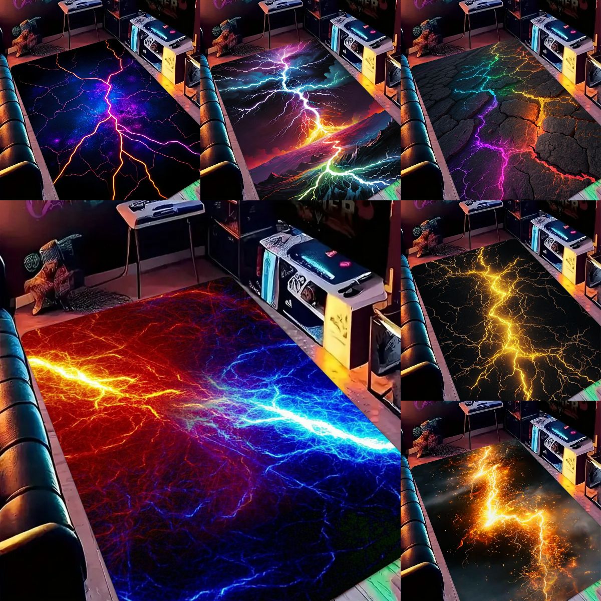 Esports Gaming Hotel - Lightning Crack Pattern Gaming Carpet Man's