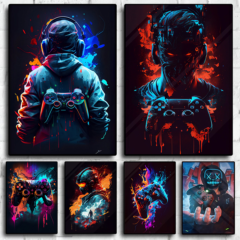 Esports Gaming Room - 80s Colorful Punk Neon Gamer Controller