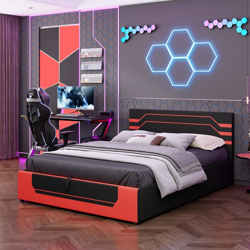 Esports Gaming Platform - Modern Hydraulic Storage Gaming Bed Frame,
