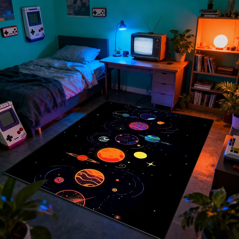 Esports Gaming Hotel - Space Themed Carpets Are Perfect for